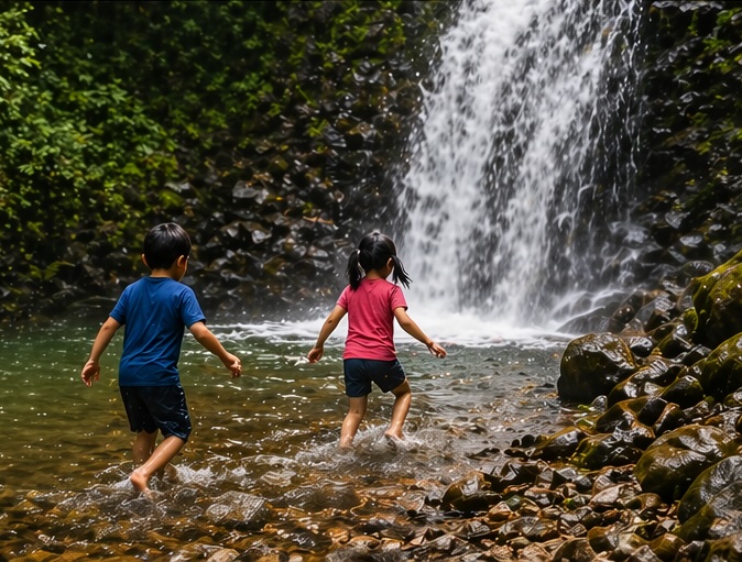 Waterfall in Sikkim Himalayan landscape